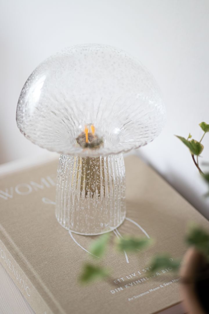 Fluted glass is one of this year's trends. The Fungo table lamp from Globen Lighting is a big favourite in the home with its mushroom-like shape.
