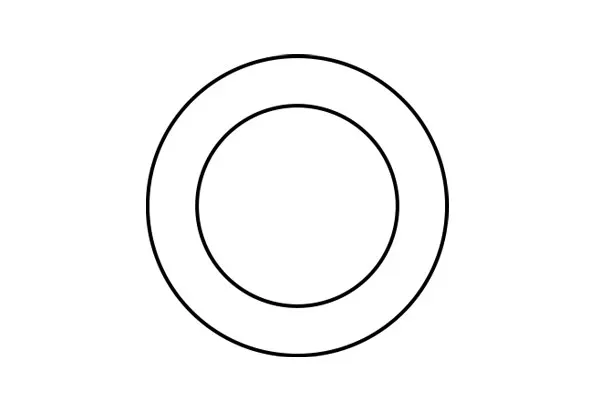 Two concentric black circles on a white background.