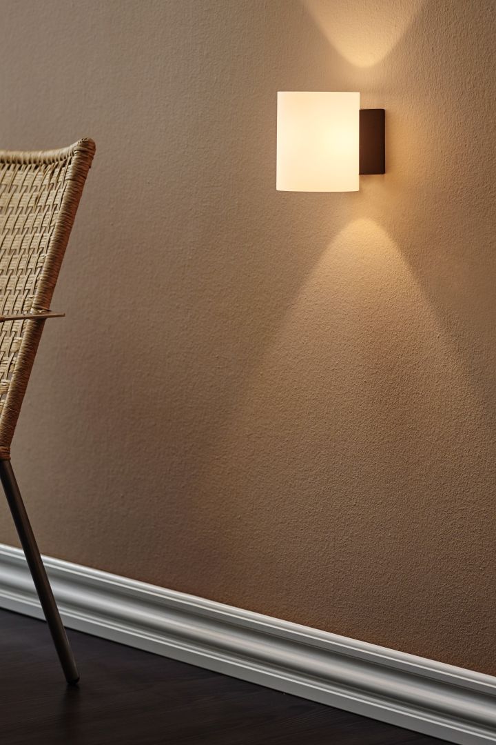 Refresh your home with modern lighting- here you see the Herstal Evoke wall lamp that gives off a warm and pleasant glow.