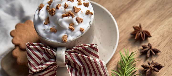 Offer your friends and family a simple festive Christmas cocktail this year. Here you see the Freckle cup and saucer from Scandi Living with the Lines napkin from Cooee Design.