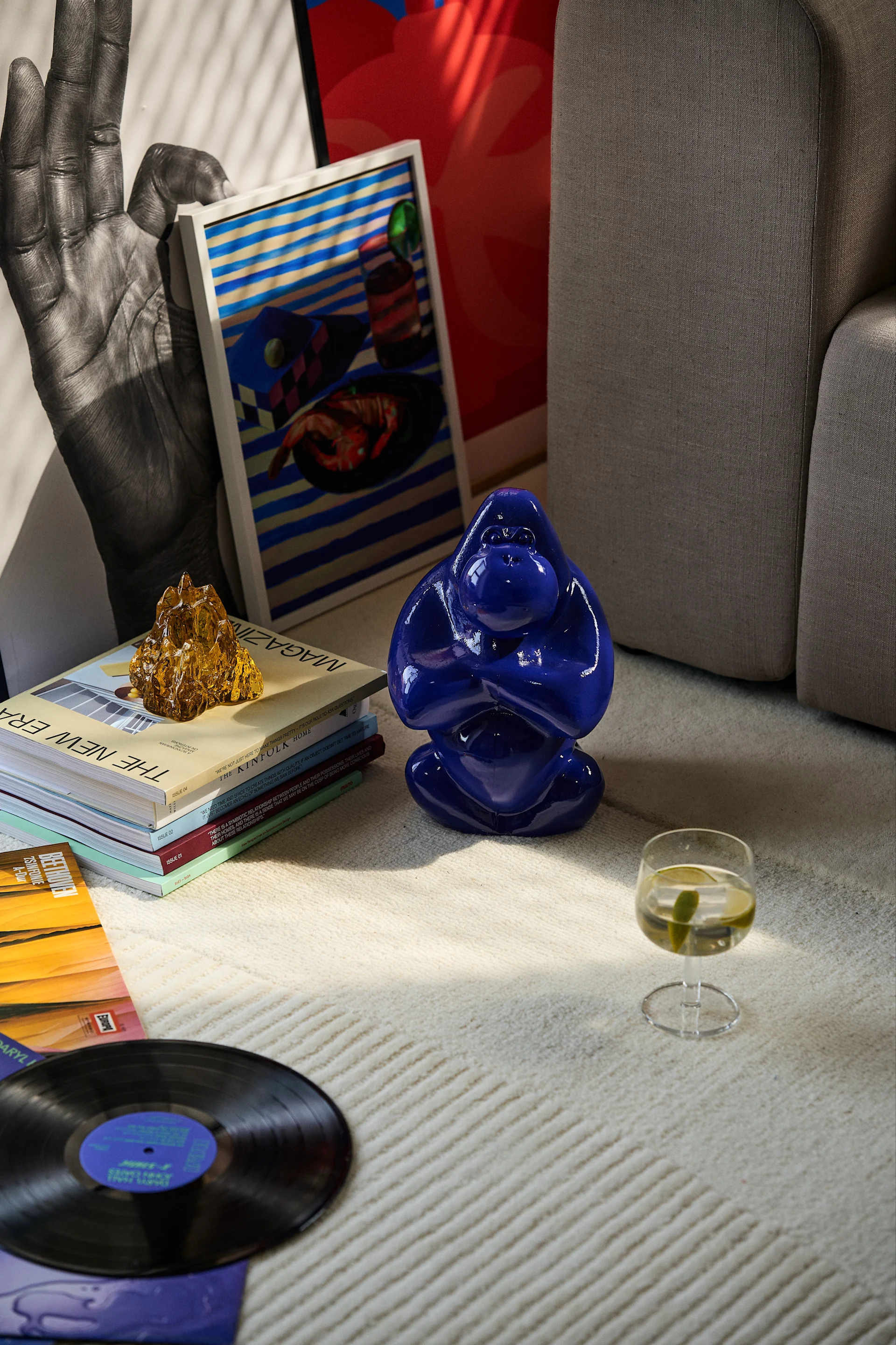 Spring 2024 interior design trends offer colour even in the details, like this lovely Gabba Gabba sculpture from Kosta Boda in blue.