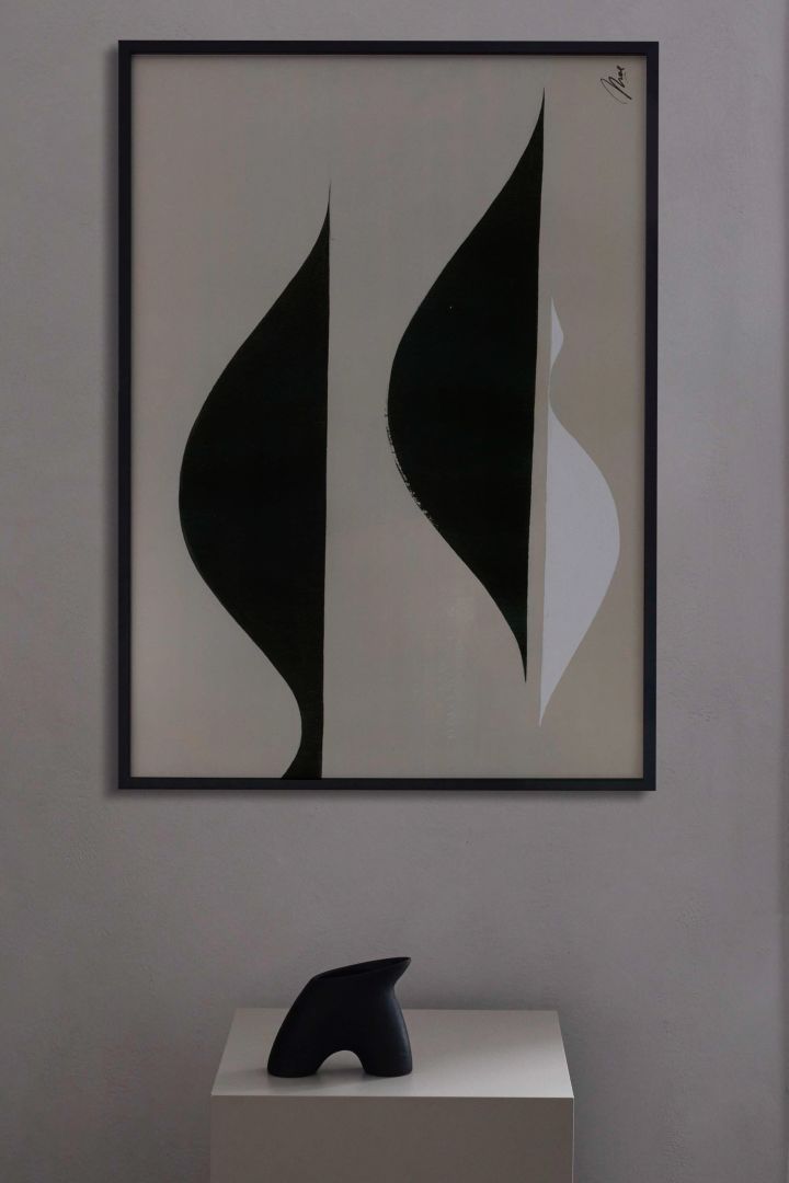 17 stylish Scandinavian wall posters to give your walls an update - here you see the abstract Music 02 poster from Paper Collective in black, beige and white.