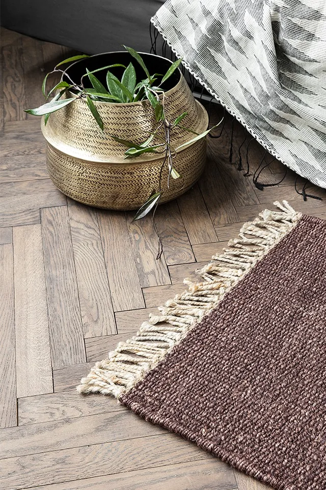 Rama rug and Rattan flower pot from House Doctor,