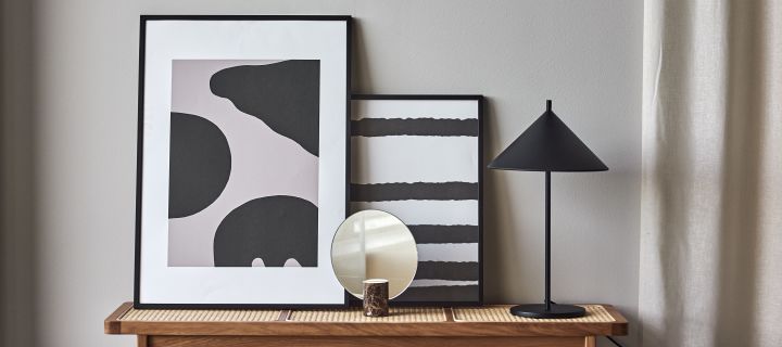 17 stylish Scandinavian wall posters to give your walls an update - here you see Contour and Lineage posters from Scandi Living in tones of black and grey.