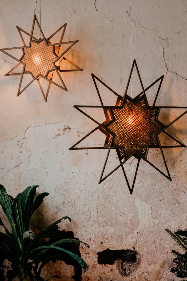 Scandinavian Christmas stars 2022 - Here you see offerings in rattan and bamboo from Globen Lighting.
