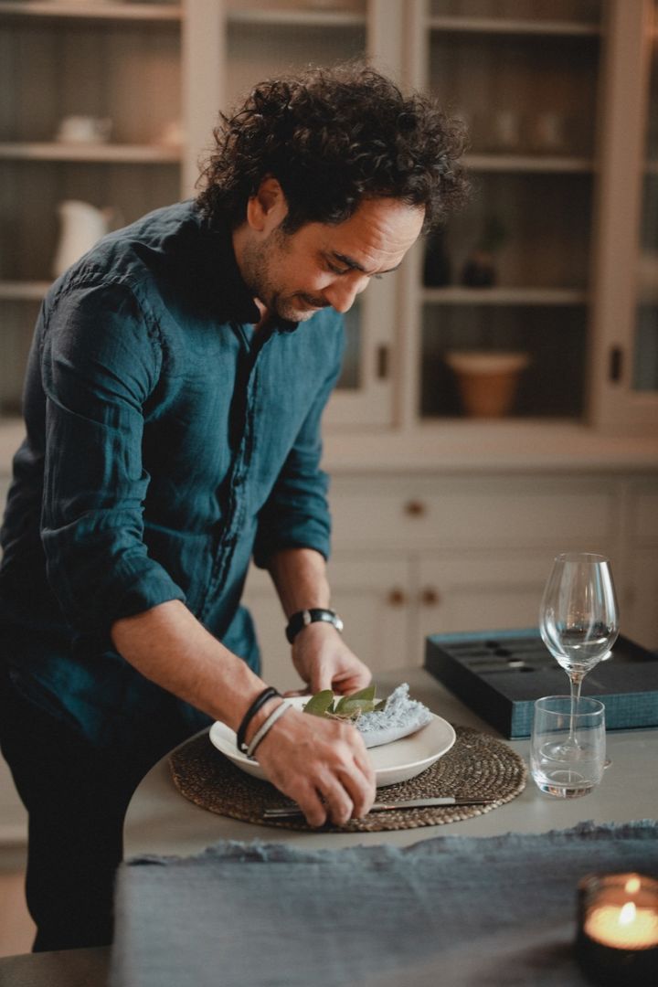Masterchef Markus Aujalay sets the table with cutlery from his own brand and Iittala's Teema porcelain.