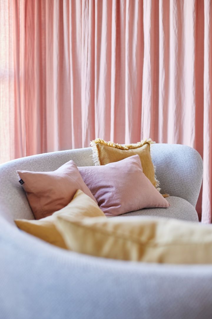 Pastels that pop are one of the interior design trends for spring 2022 that can be picked up in pillows such as these from Himla.