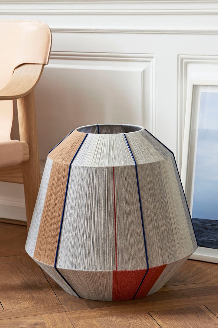 Lampshade in fabric made using a patchwork technique shows how our interior trends for 2022 are embracing imperfect design.