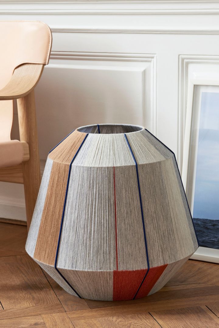 Lampshade in fabric made using a patchwork technique shows how our interior trends for 2022 are embracing imperfect design.