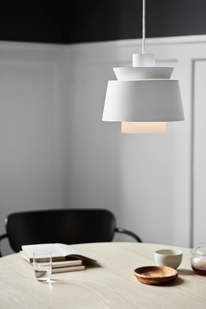 Utzon pendant lamp from &Tradition in white - a classic Danish design piece. 