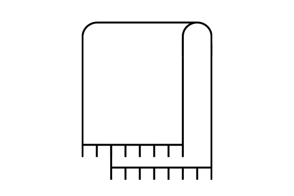 Outline icon of a folded blanket with fringes