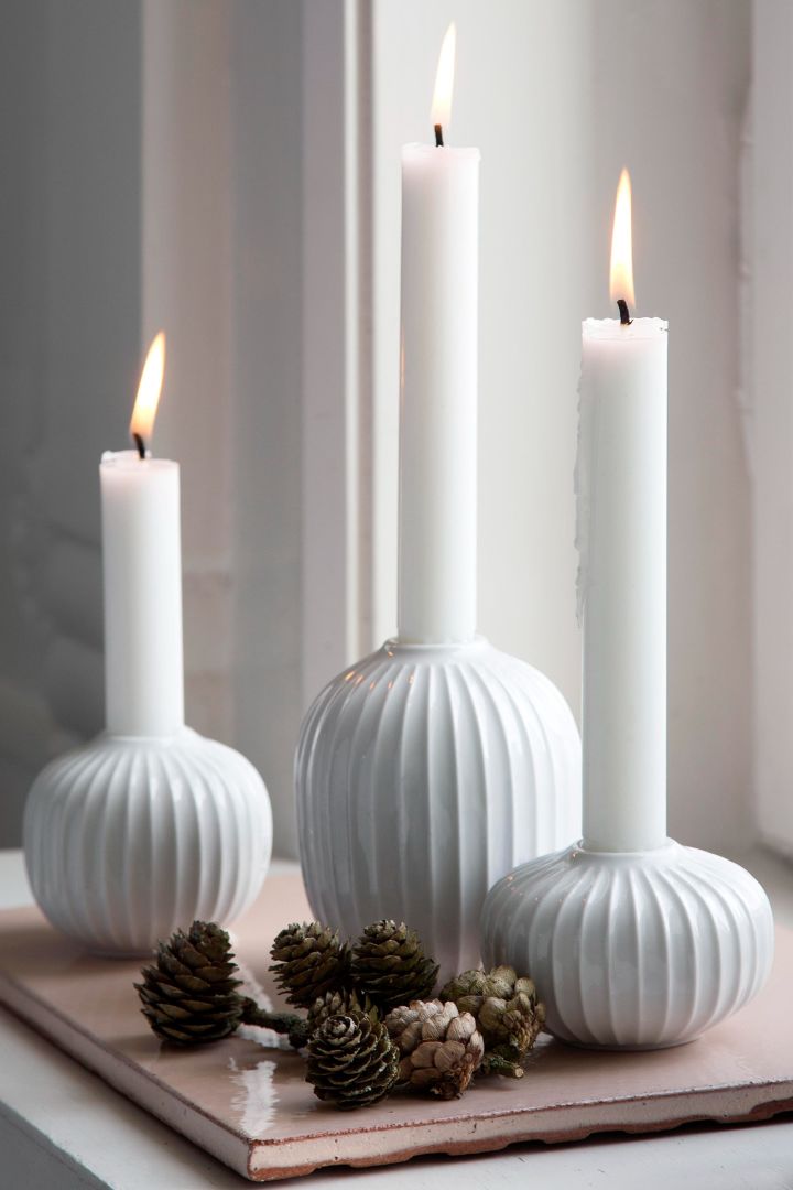 The Hammershøi candle and tealight holders are simple and elegant additions to the dining table. 