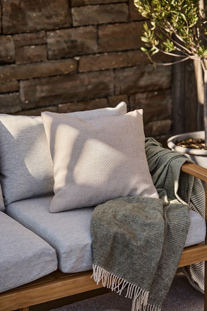 Inspiration for your balcony in the form of cushions and textiles help you to create a cosy and homely balcony while easily adding colour to your patio, here Asaryd cushion from 1898.