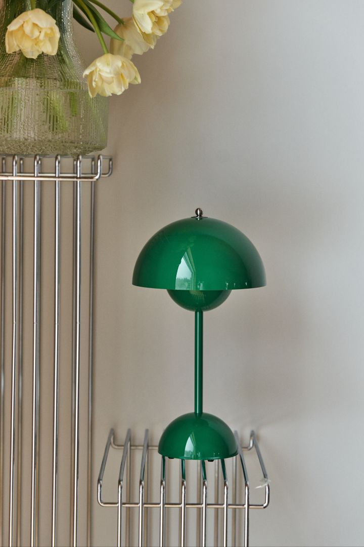 If you want to bring retro vibes to your home, the Flowerpot VP9 portable lamp in signal green is a much-loved classic that brings both great colour and a retro feel.