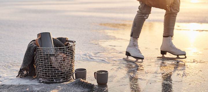 Scandinavian lifestyle things to try: Ice skating on a lake, take your korbo basket and a thermos of coffee and enjoy a day on the ice. 