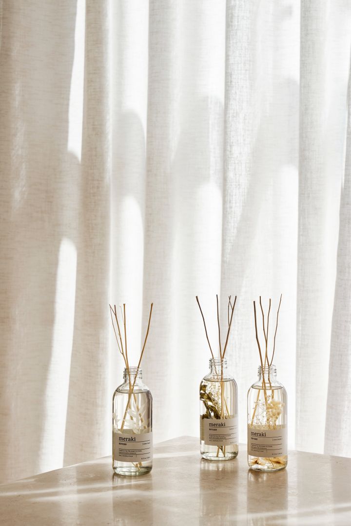Create a hotel style bedroom with the use of scented sticks from Meraki to wake all your senses. 