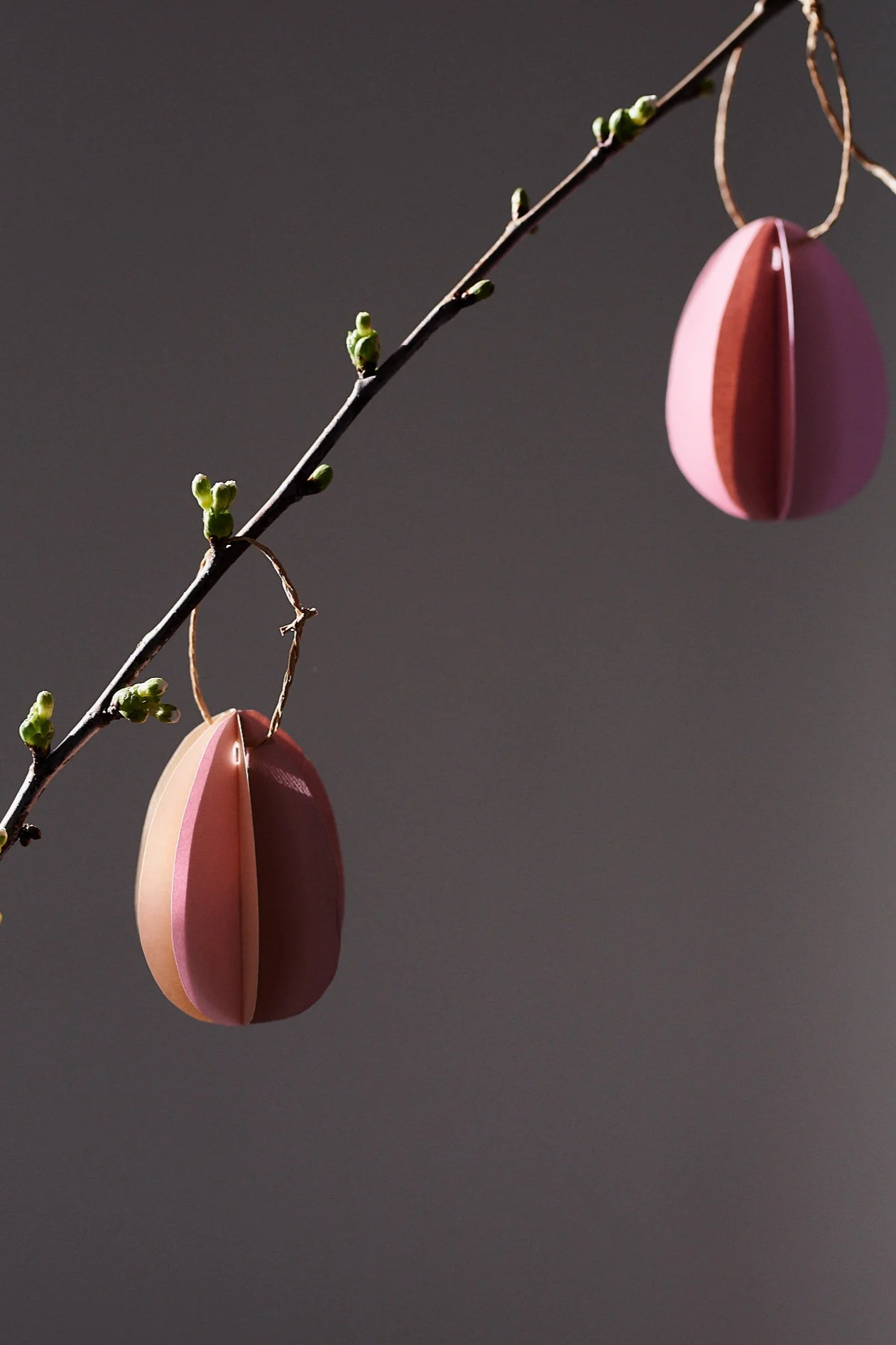 Make these pink paper eggs for Easter and hang them in an Easter tree.