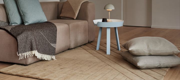 Levels wool rug Stripes beige from NJRD is a luxurious rug for the living in our guide to choosing the right rug. 