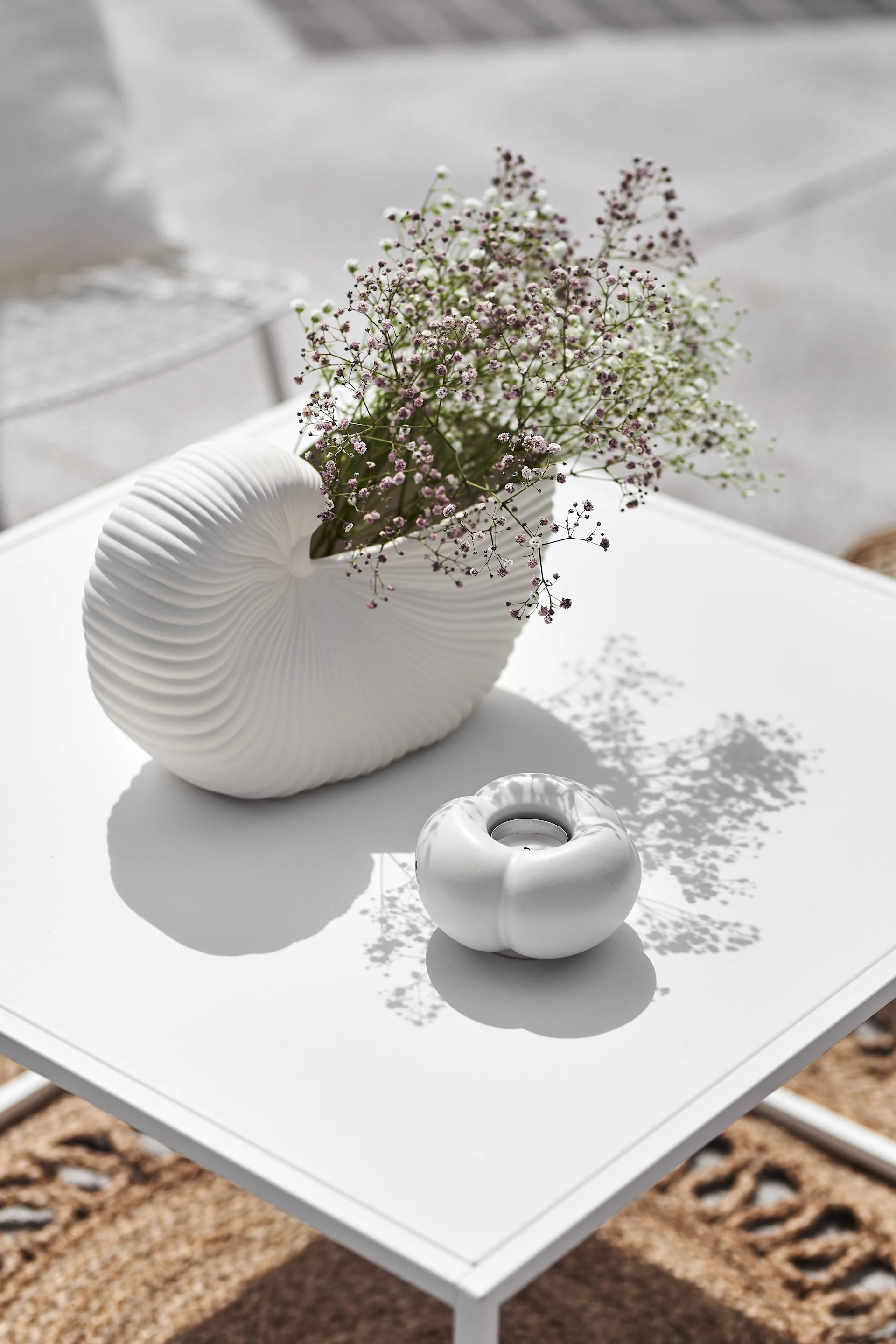 The Shell vase from Ferm Living is perfect for your Mediterranean decor.