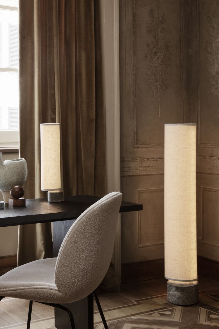 Discover Gubi's top tips for lighting your home. Here you see the sculptural Unbound floor and table lamps.