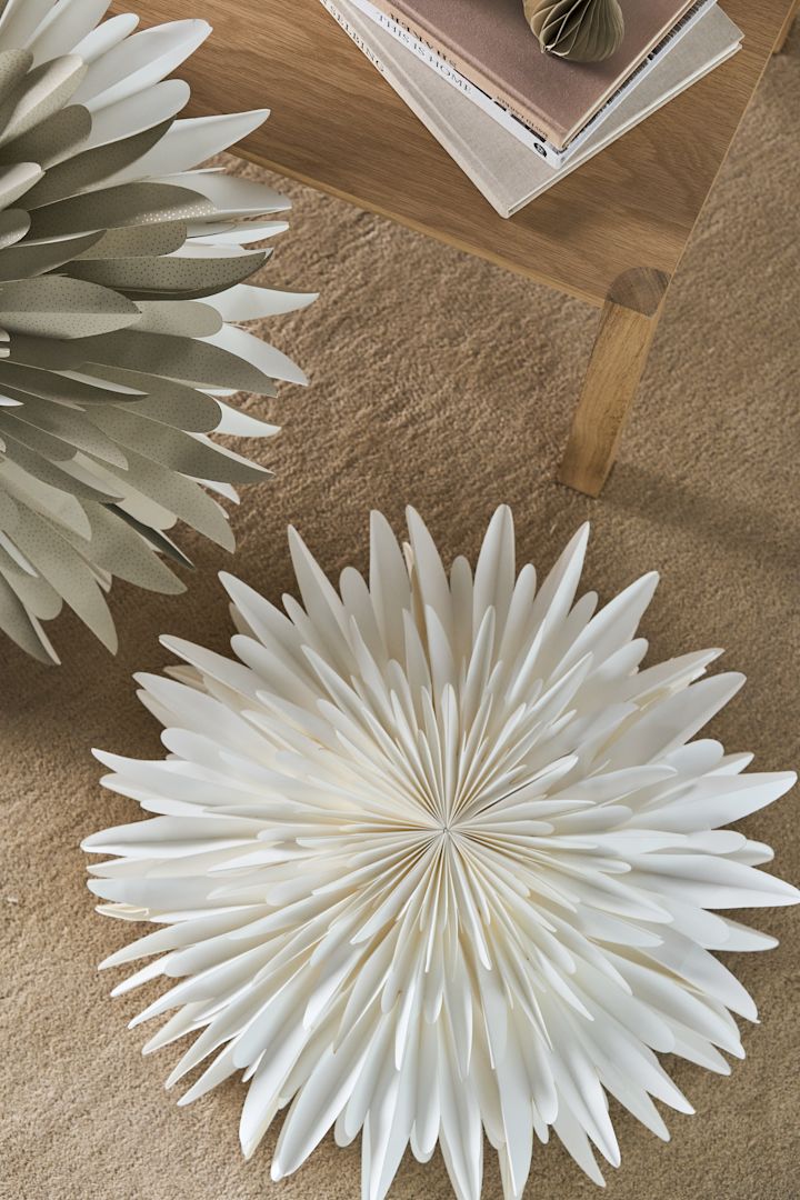 An enchanting Christmas star in paper from Scandi Living here in white and gold.