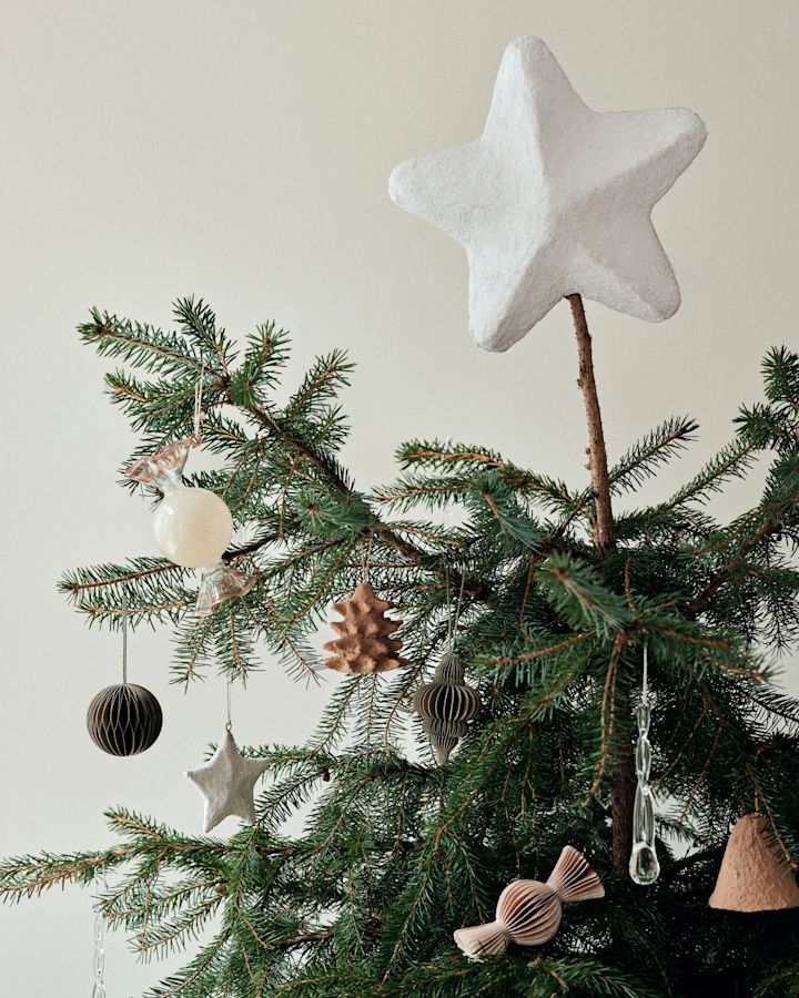 Christmas Tree Topper in Red, white and silver Ready to Ship