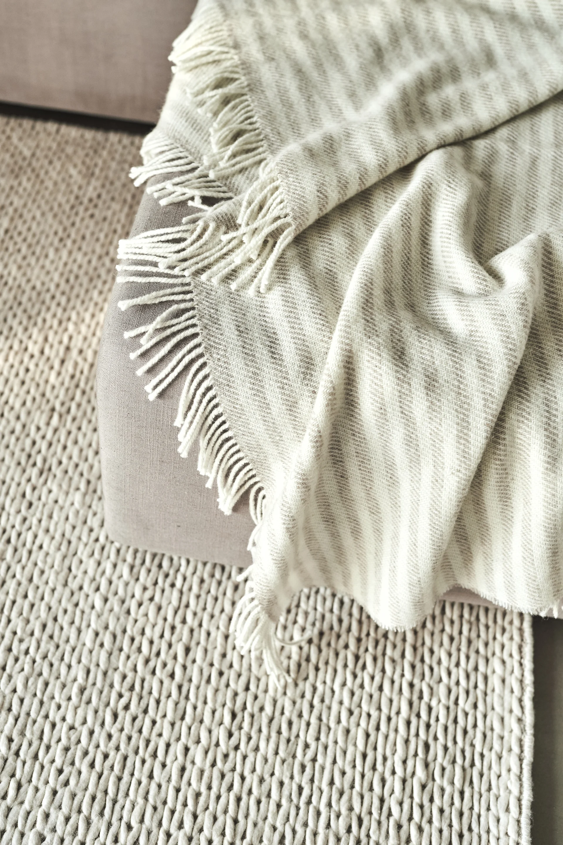 Tidal throw in beige from Scandi Living is an exclusive and elegant wedding gift idea.