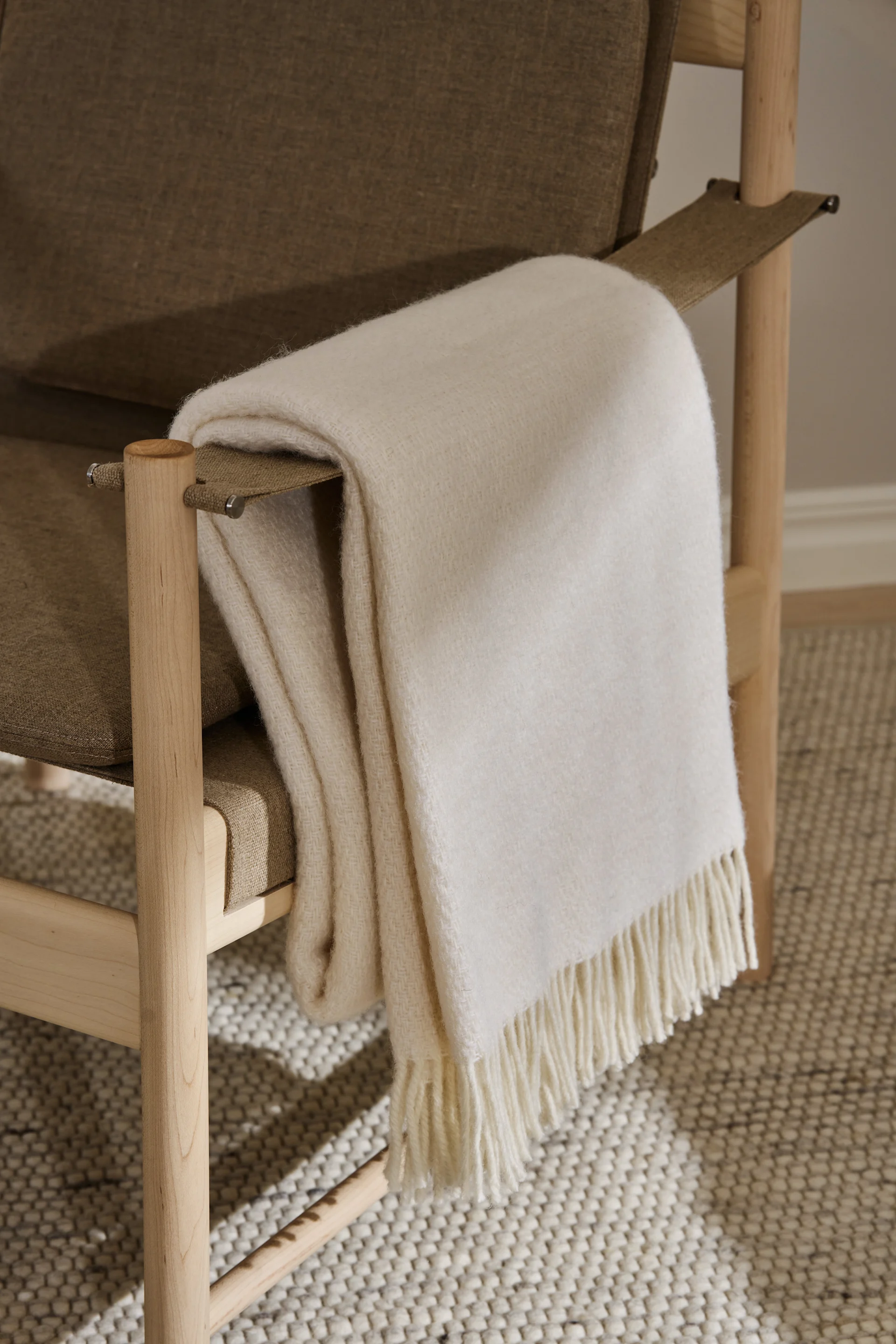 Tidal throw in beige from Scandi Living is an exclusive and elegant wedding gift idea.