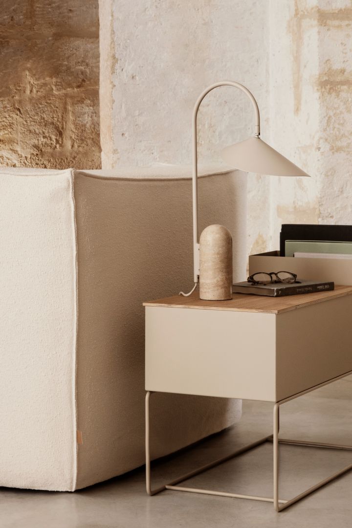 Ferm Living Arum table lamp in beige and marble at Plant Box in beige - two of our 7 beige interior design favourites to invest in this autumn.