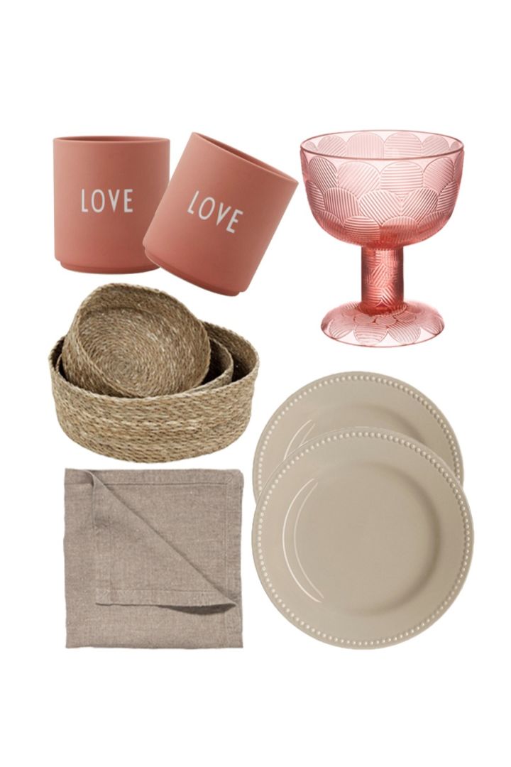 Design Letters Love mugs, Emil bread basket from Dixie, Dots plates from Scandi Living and Miranda bowl from Iittala, details that are perfect for a Valentine's day coffee at home!